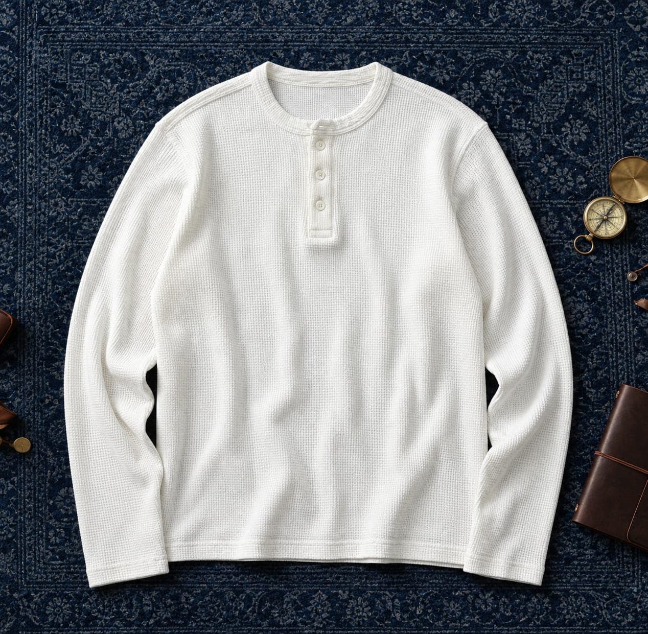 MKR Signature Classic White Thermal Henley.